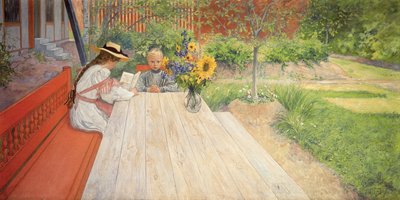 La primera lección, 1903 de Carl Larsson